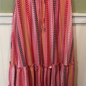 Vibrant Chevron Maxi Skirt in Pink, Yellow, and Black